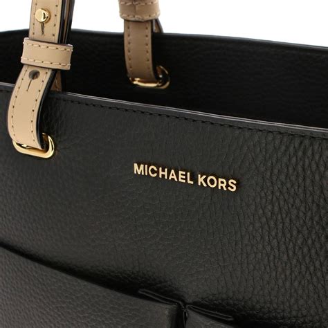 michael kors black and white bag|michael kors black leather handbag.